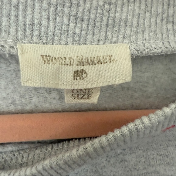 World Market Gray Embroidered Floral Sweatshirt One Size - Picture 2 of 6